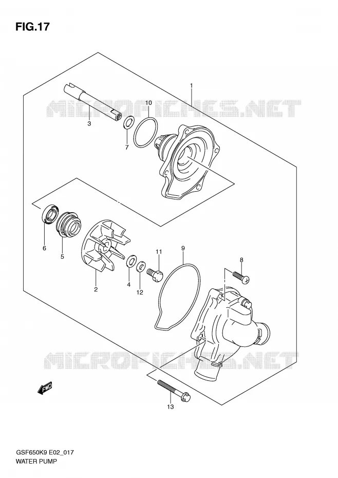 WATERPOMP Suzuki MOTO 650 BANDIT 2010  GSF650SL0(E2)
