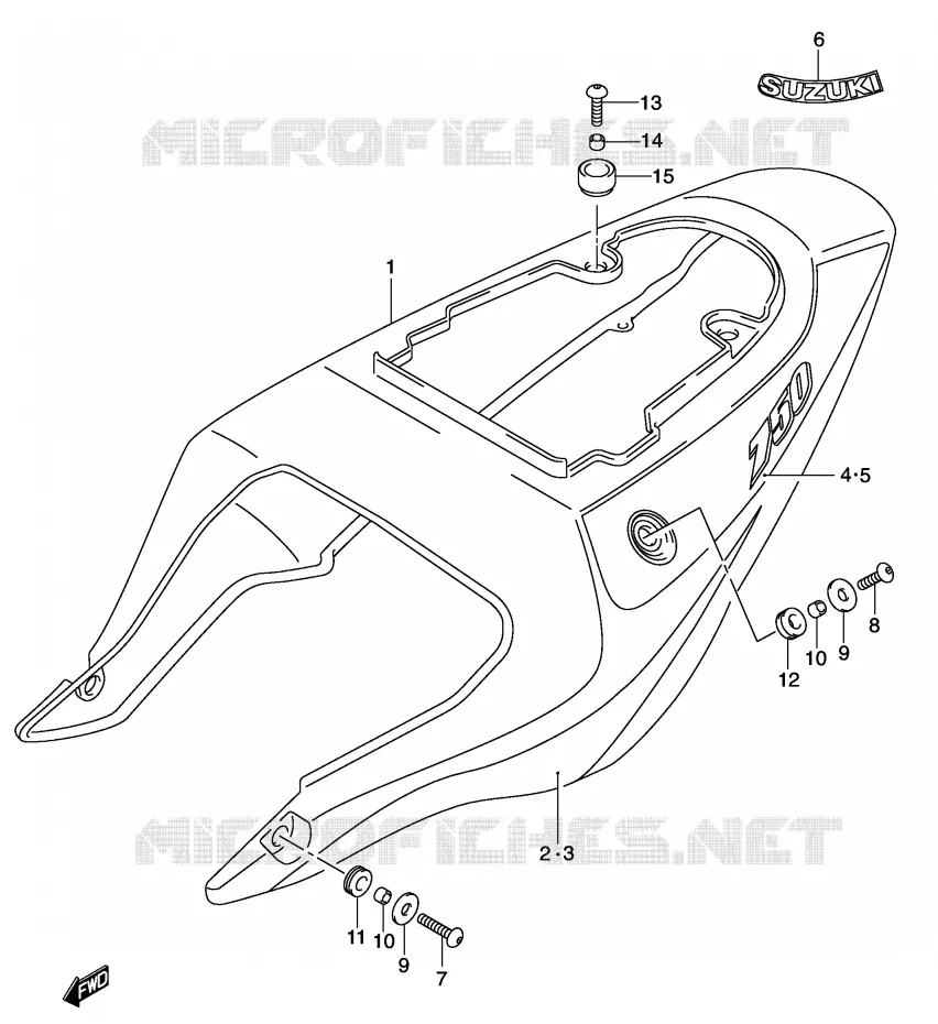 ACHTER KUIP  (MODELE K2) Suzuki MOTO 750 GSX-R 2001  GSX-R750U1K1(E2)