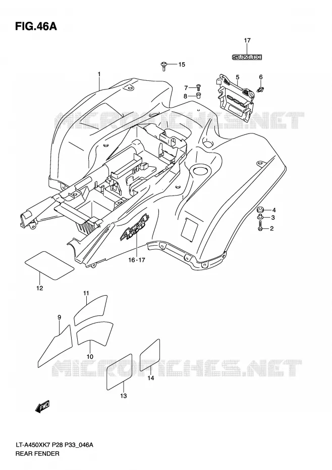 ACHTERSPATBORD (MODEL K9) Suzuki QUAD 450 KINGQUAD 2010  LT-A450XL0(P28/P33)