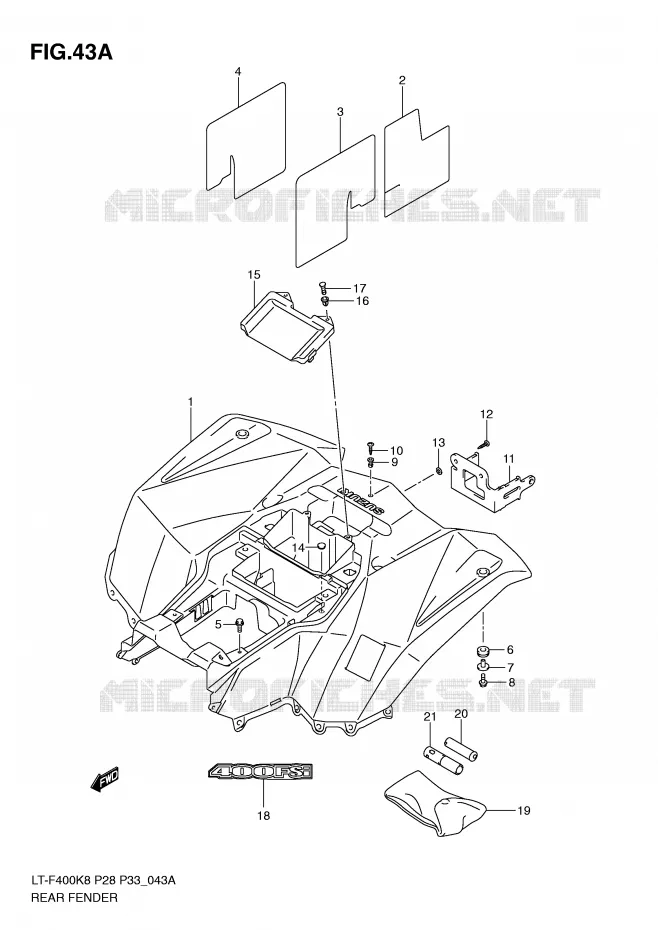 ACHTERSPATBORD (MODEL L0) Suzuki QUAD 400 KINGQUAD 2009  LT-F400K9(P28/P33)
