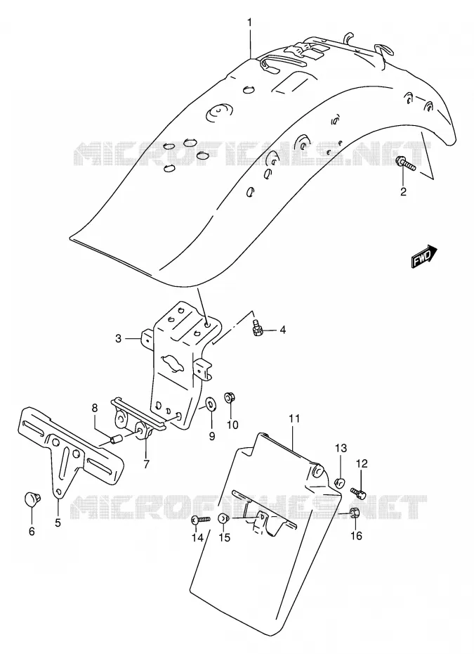 ACHTERSPATBORD (MODELE T) Suzuki MOTO 1400 INTRUDER 1998  VS1400GLPW(E2)