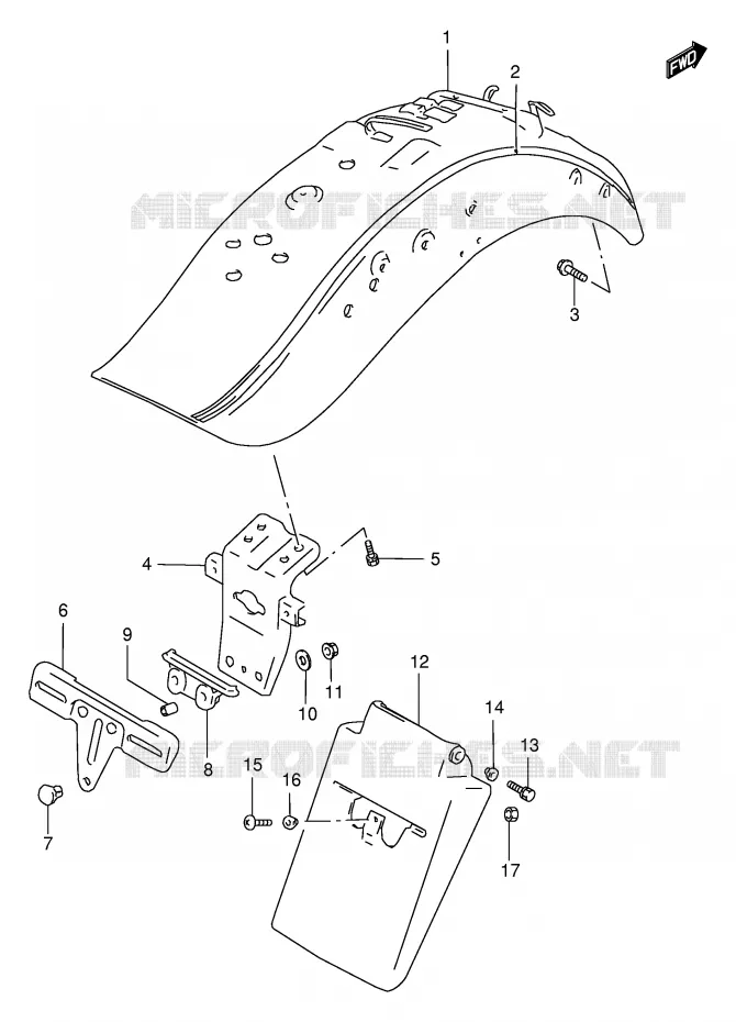 ACHTERSPATBORD (MODELE X) Suzuki MOTO 1400 INTRUDER 2000  VS1400GLPY(E2)