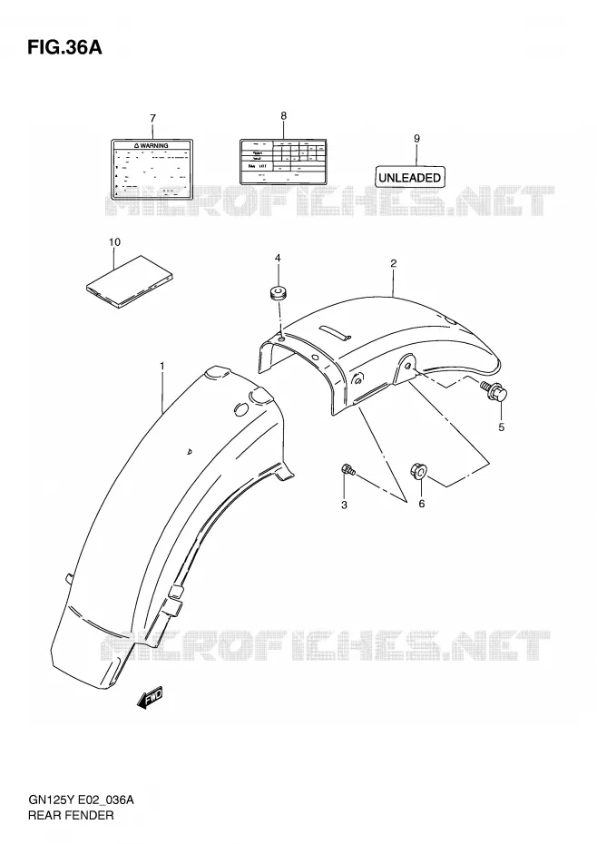 ACHTERSPATBORD (MODELE Y/K1) Suzuki MOTO 125 GN 2000  GN125EY(E2)
