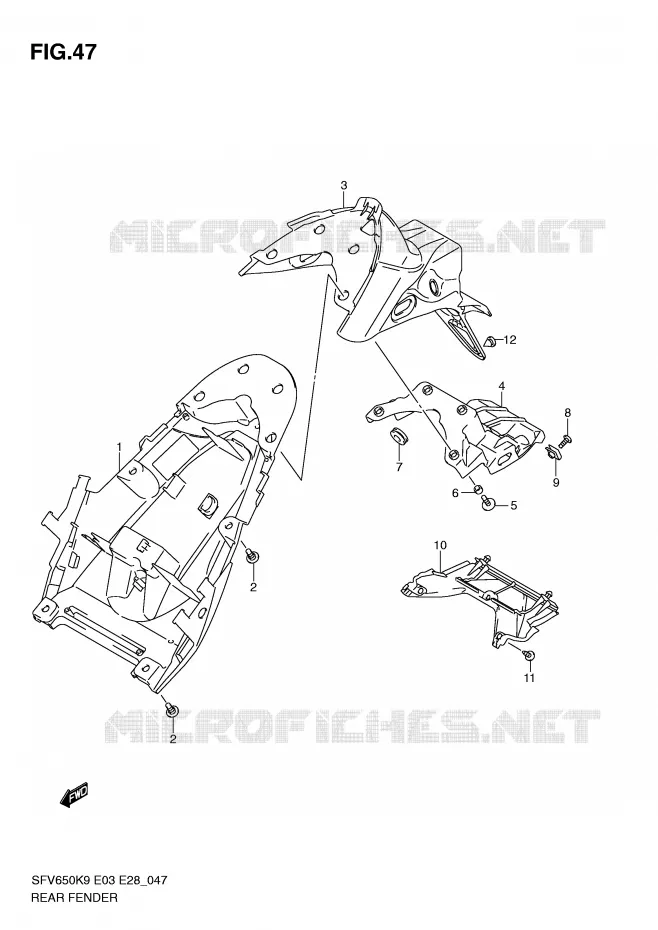 ACHTERSPATBORD Suzuki MOTO 650 GLADIUS 2010  SFV650AL0(E3/E28)