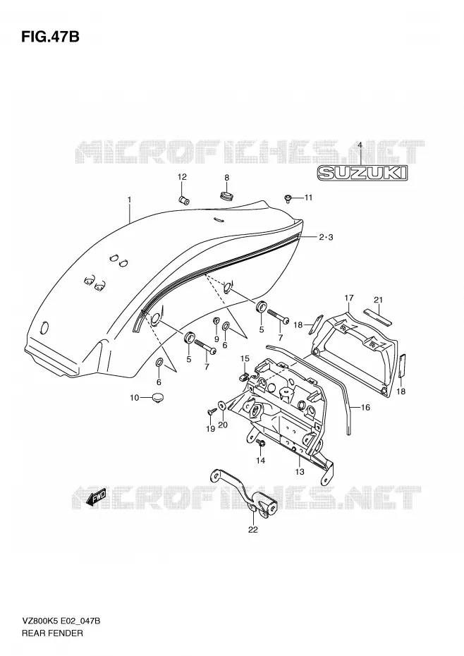 ACHTERSPATBORD (VZ800ZK8/ZK9) Suzuki MOTO 800 MARAUDER 2005  VZ800K5(E2)