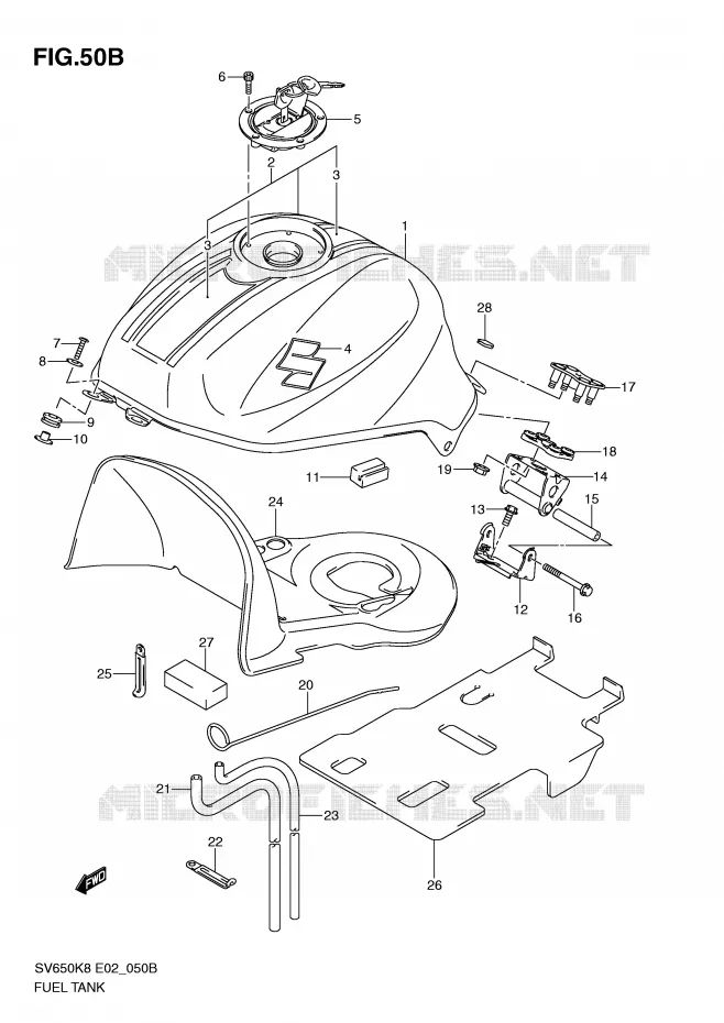 BENZINETANK (MODEL L0) Suzuki MOTO 650 SV 2010  SV650SAL0(E2)