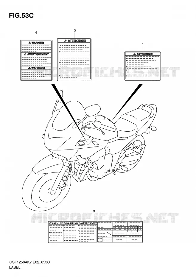 ETIKET (MODEL L0) Suzuki MOTO 1250 BANDIT-S 2010  GSF1250SAL0(E2)