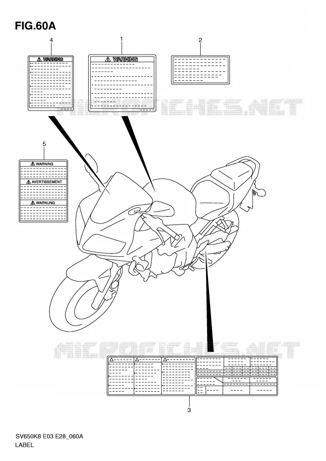 ETIKET (MODEL L0) Suzuki MOTO 650 SV-S 2009  SV650SK9(E3/E28)