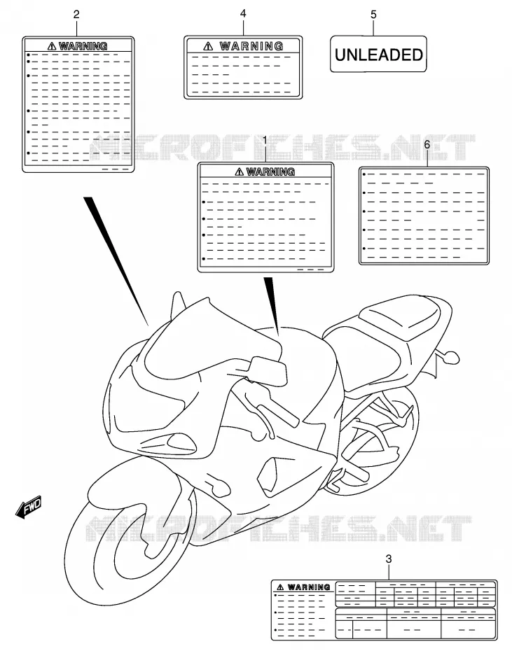 ETIKET (MODELE K2/K3) Suzuki MOTO 750 GSX-R 2001  GSX-R750U1K1(E2)