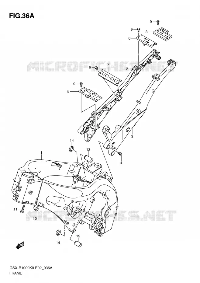 FRAME (MODEL L0) Suzuki MOTO 1000 GSX-R 2010  GSX-R1000ZUFL0(E2)