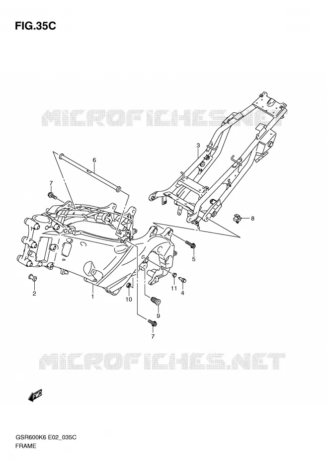 FRAME (MODEL L0) Suzuki MOTO 600 GSR 2008  GSR600K8(E2)