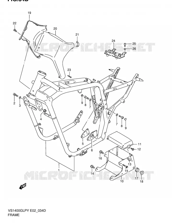FRAME (MODELE K2/K3) Suzuki MOTO 1400 INTRUDER 1997  VS1400GLPV(E2)