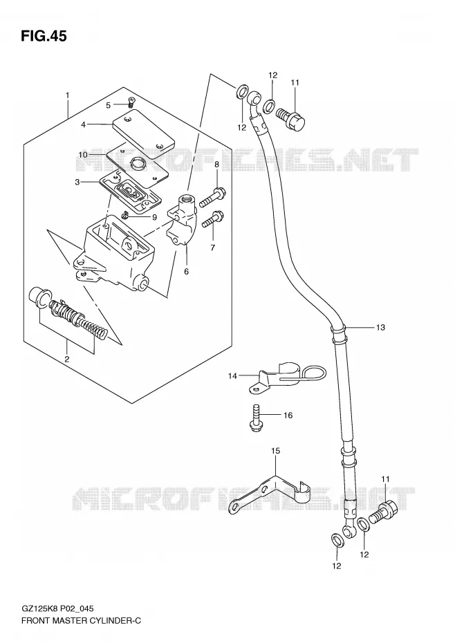 FRONT HOOFDREMCILINDER Suzuki MOTO 125 MARAUDER 2010  GZ125L0(P02)