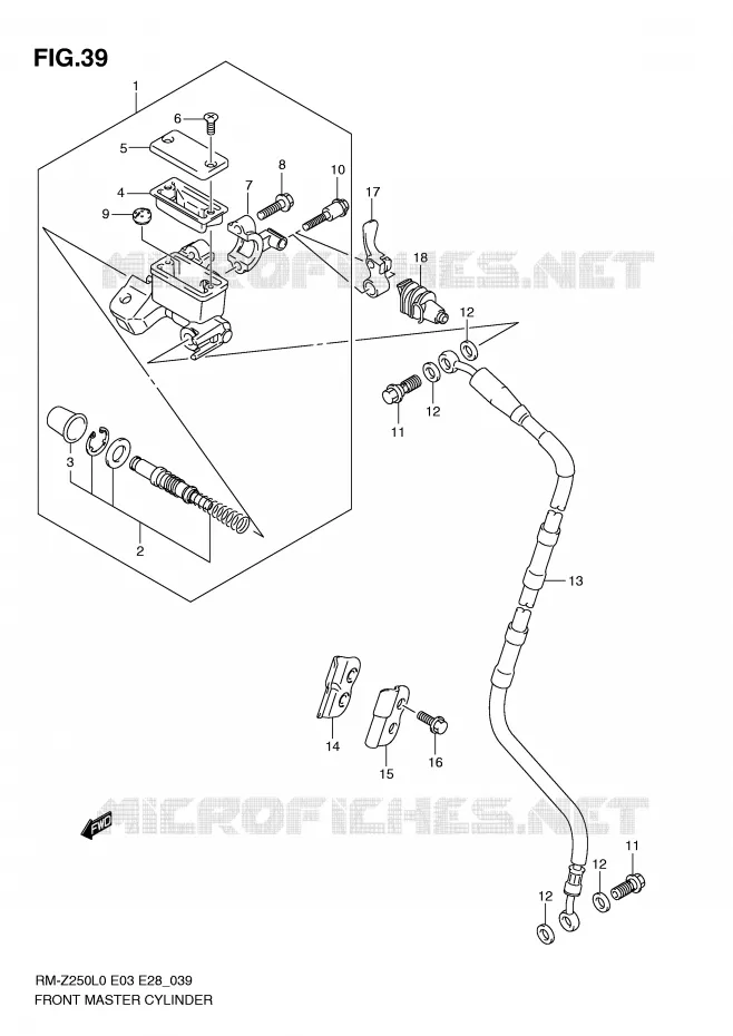 FRONT HOOFDREMCILINDER Suzuki MOTO 250 RM-Z 2010  RM-Z250L0(E3/E28)