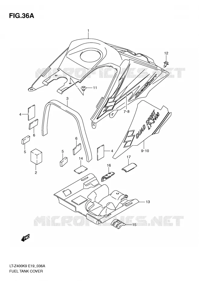 FUEL TANK COVER (MODEL L0) Suzuki QUAD 400 QUADSPORT 2009  LT-Z400K9(E19)