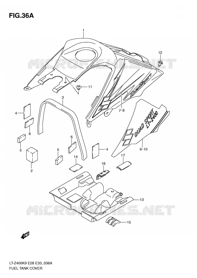 FUEL TANK COVER (MODEL L0) Suzuki QUAD 400 QUADSPORT 2009  LT-Z400ZK9(E28/E33)