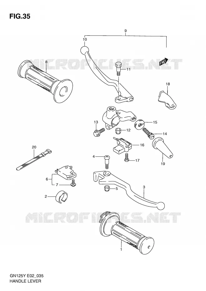 HANDGRIPS - LEVERS Suzuki MOTO 125 GN 1997  GN125V(E2)