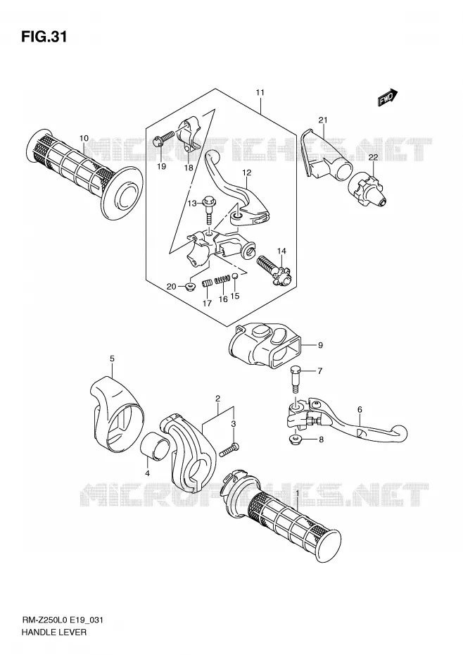 HANDGRIPS - LEVERS Suzuki MOTO 250 RM-Z 2010  RM-Z250L0(E19)