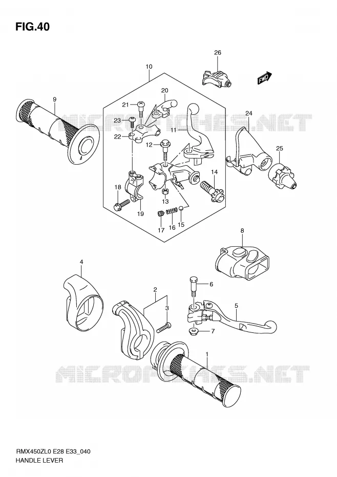 HANDGRIPS - LEVERS Suzuki MOTO 450 RMX-Z 2010  RMX450ZL0(E28/E33)