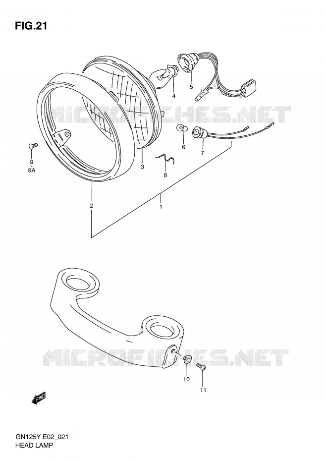 KOPLAMP (MODELE V/W/X/Y/K1 E2,E71,P9) Suzuki MOTO 125 GN 2000  GN125Y(E4)