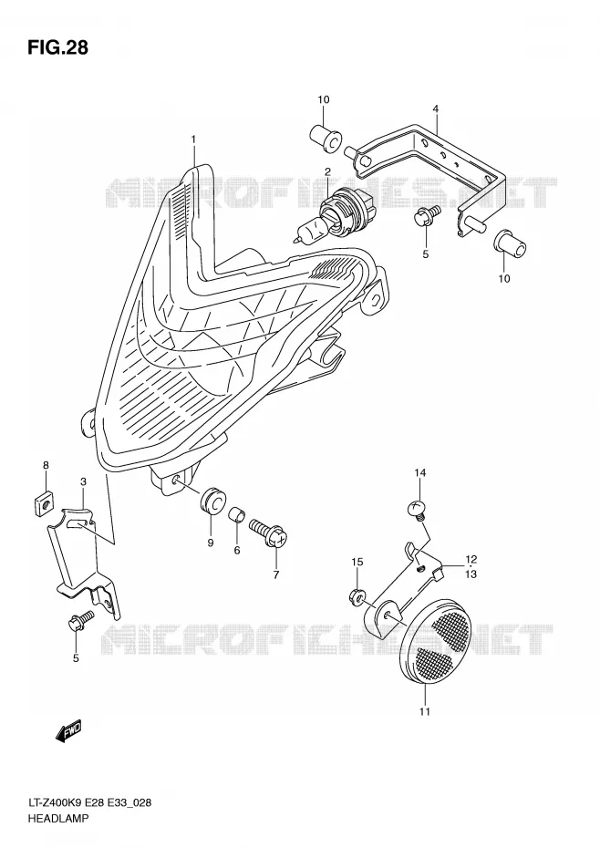 KOPLAMP Suzuki QUAD 400 QUADSPORT 2009  LT-Z400K9(E28/E33)