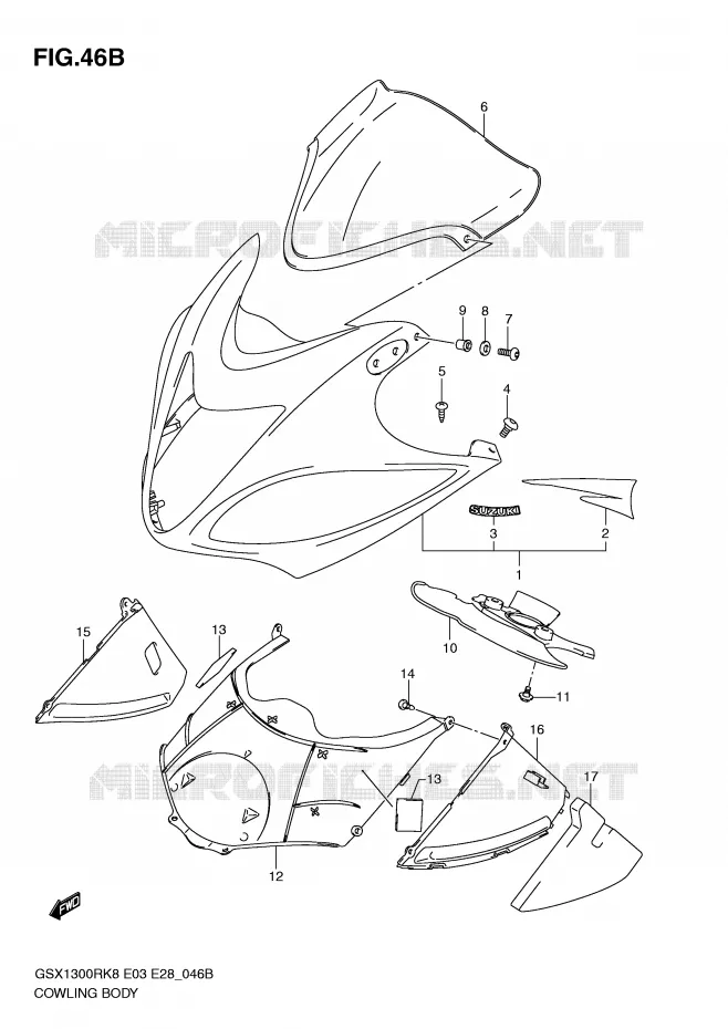 KUIP (MODEL L0) Suzuki MOTO 1300 HAYABUSA 2009  GSX1300RK9(E3/E28)