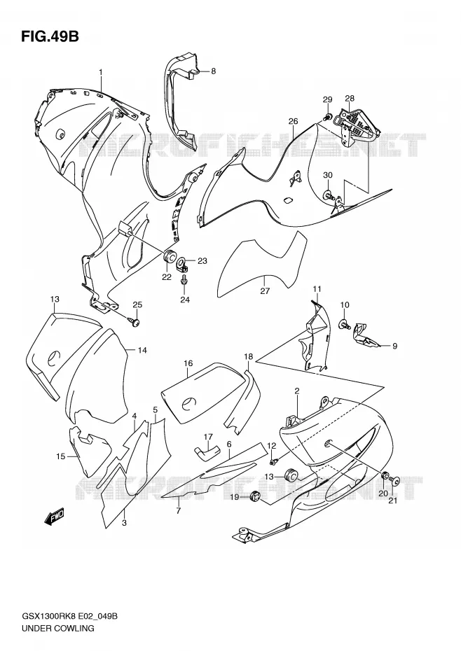 ONDER COWLING (MODEL L0) Suzuki MOTO 1300 HAYABUSA 2009  GSX1300RK9(E2)