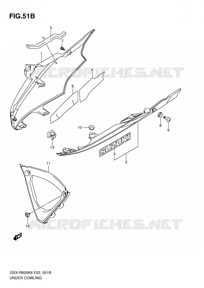 ONDER COWLING (MODEL L0) Suzuki MOTO 600 GSX-R 2009  GSX-R600UFK9(E2)