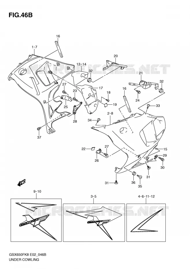 ONDER COWLING (MODEL L0) Suzuki MOTO 650 GSX-F 2008  GSX650FK8(E2)