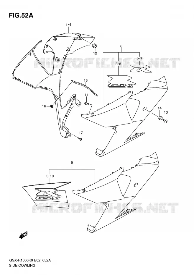 SIDE KUIP (MODEL L0) Suzuki MOTO 1000 GSX-R 2009  GSX-R1000K9(E2)