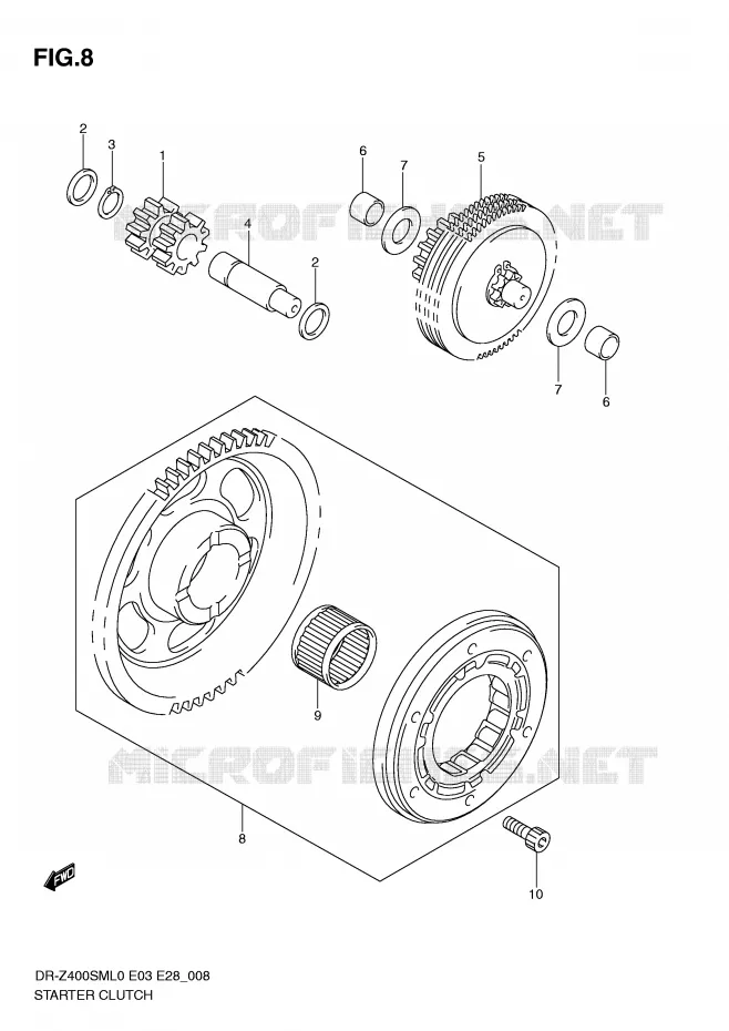 STARTMOTOR CLUTCH Suzuki MOTO 400 DR-Z 2010  DR-Z400SML0(E3/E28)