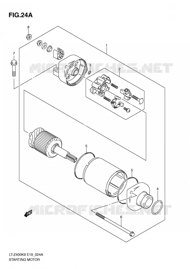 STARTMOTOR (MODEL L0) Suzuki QUAD 400 QUADSPORT 2009  LT-Z400ZK9(E19)