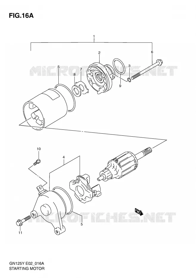 STARTMOTOR (MODELE K1) Suzuki MOTO 125 GN 2000  GN125Y(E4)