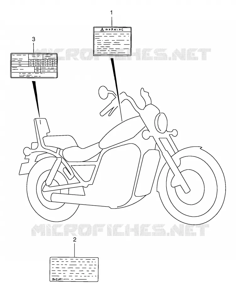 WAARSCHUWINGSLABEL (MODELE T/V/W/X/Y) Suzuki MOTO 1400 INTRUDER 1998  VS1400GLPW(E2)