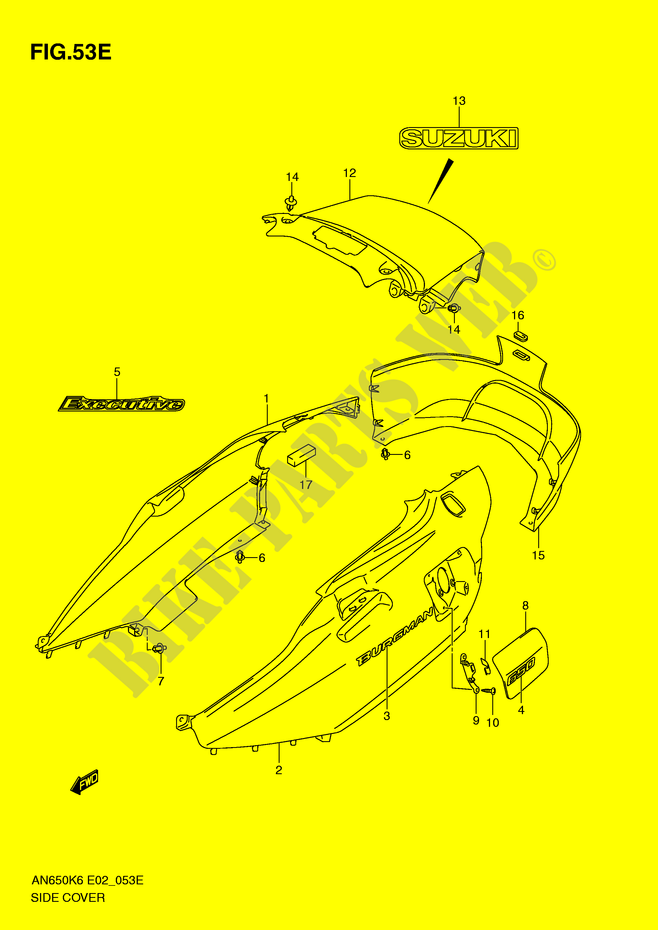 ACHTER KUIP (AN650AK9) voor Suzuki BURGMAN 650 2006
