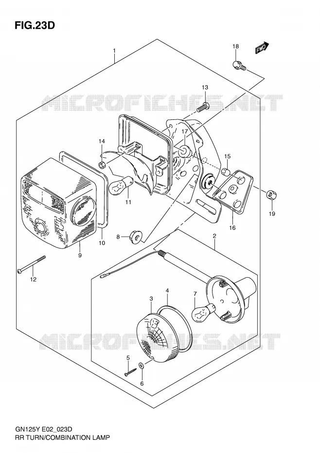 ACHTERLICHT (MODEL Y/K1 E2,E4,E18,E21,E22,E71) Suzuki MOTO 125 GN 1998  GN125EW(E2)