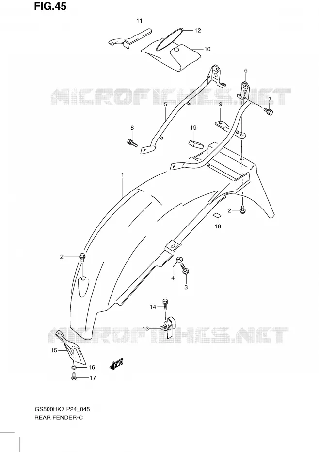 ACHTERSPATBORD Suzuki MOTO 500 GS-E 2007  GS500HK7(P24)