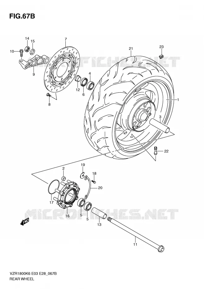 ACHTERWIEL (MODEL L0) Suzuki MOTO 1800 INTRUDER 2006  VZR1800K6(E3/E28)