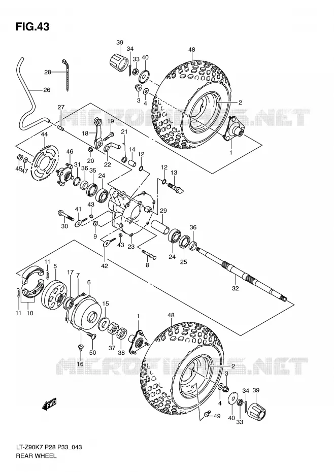 ACHTERWIEL Suzuki QUAD 90 QUADSPORT 2009  LT-Z90ZK9(P28/P33)