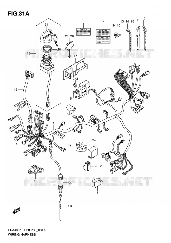 BEDRADING (MODEL L0) Suzuki QUAD 400 EIGER 2009  LT-A400K9(P28/P33)