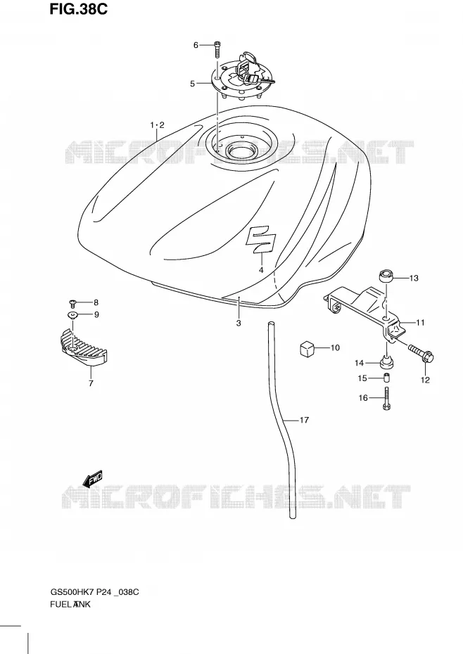BENZINETANK (MODEL L0) Suzuki MOTO 500 GS-E 2010  GS500HL0(P24)
