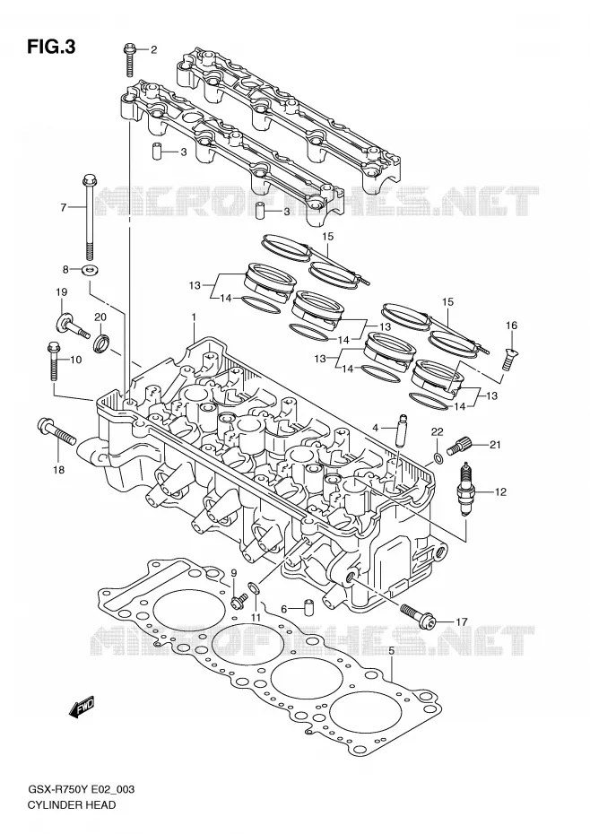 CILINDERKOP Suzuki MOTO 750 GSX-R 2000  GSX-R750Y(E2)