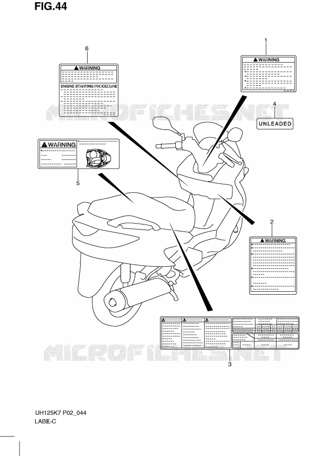 ETIKET Suzuki SCOOTER 125 BURGMAN 2012  UH125GL0(P2)