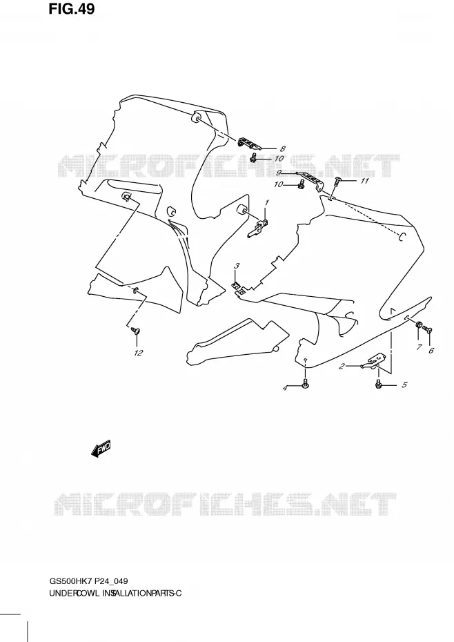 FAIRING INSTALLATIEDELEN (WITH COWLING) Suzuki MOTO 500 GS-F 2009  GS500FHK9(P24)