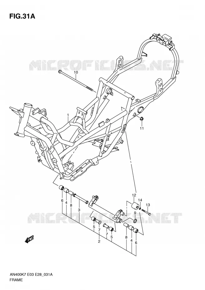 FRAME (MODEL L0) Suzuki SCOOTER 400 BURGMAN 2009  AN400K9(E3/E28)