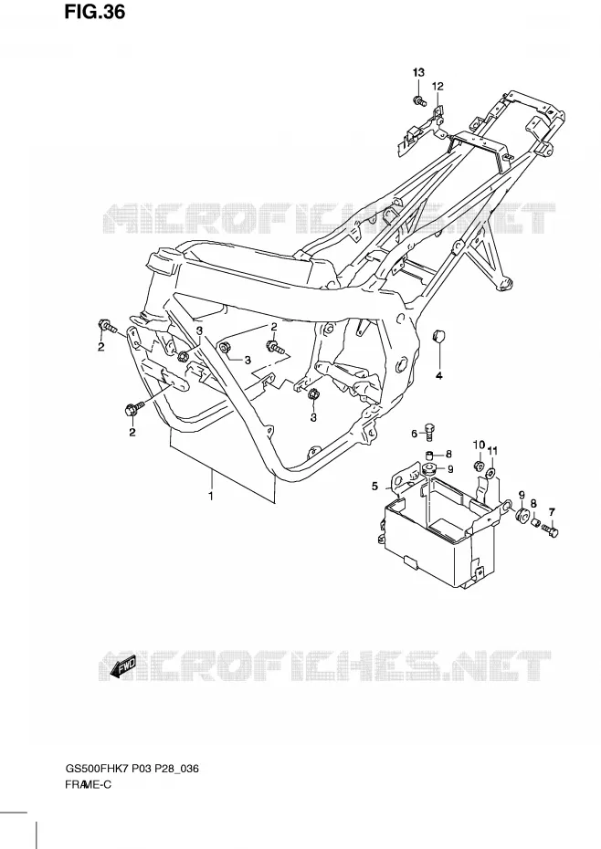 FRAME Suzuki MOTO 500 GS-F 2010  GS500FHL0(P3)