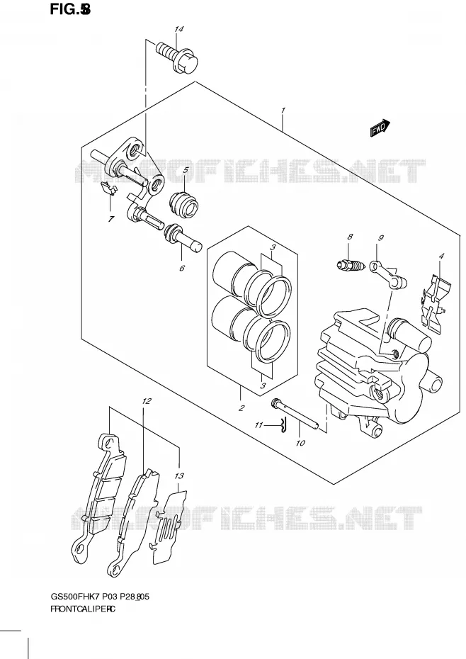 FRONT CALIPER Suzuki MOTO 500 GS-E 2008  GS500HK8(P3)