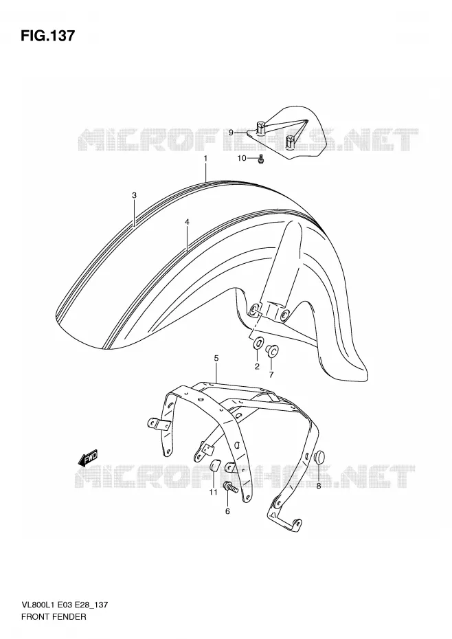 FRONT FENDER (VL800CL1 E3) Suzuki MOTO 800 VOLUSIA 2011  VL800TL1(E3/E28)