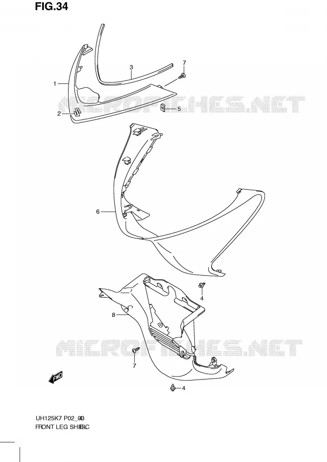 FRONT KUIP (MODEL K7) Suzuki SCOOTER 125 BURGMAN 2010  UH125GL0(P2)