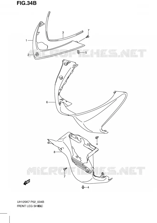 FRONT KUIP (MODEL K9) Suzuki SCOOTER 125 BURGMAN 2010  UH125GL0(P2)